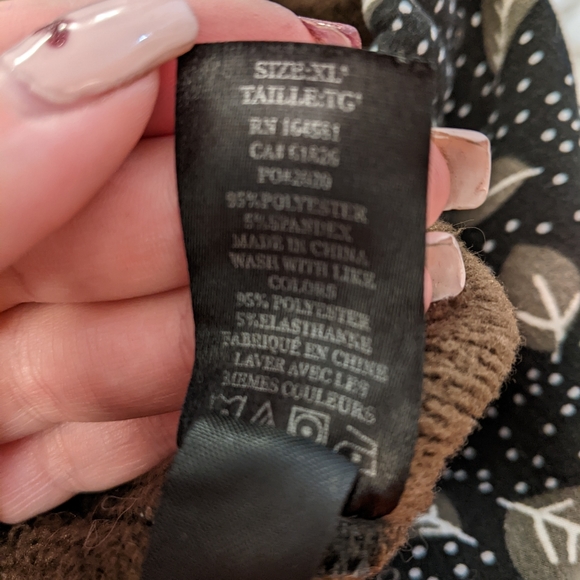 NWOT Black leaf print Just Cozy Thermal leggings Size XL - Picture 3 of 3